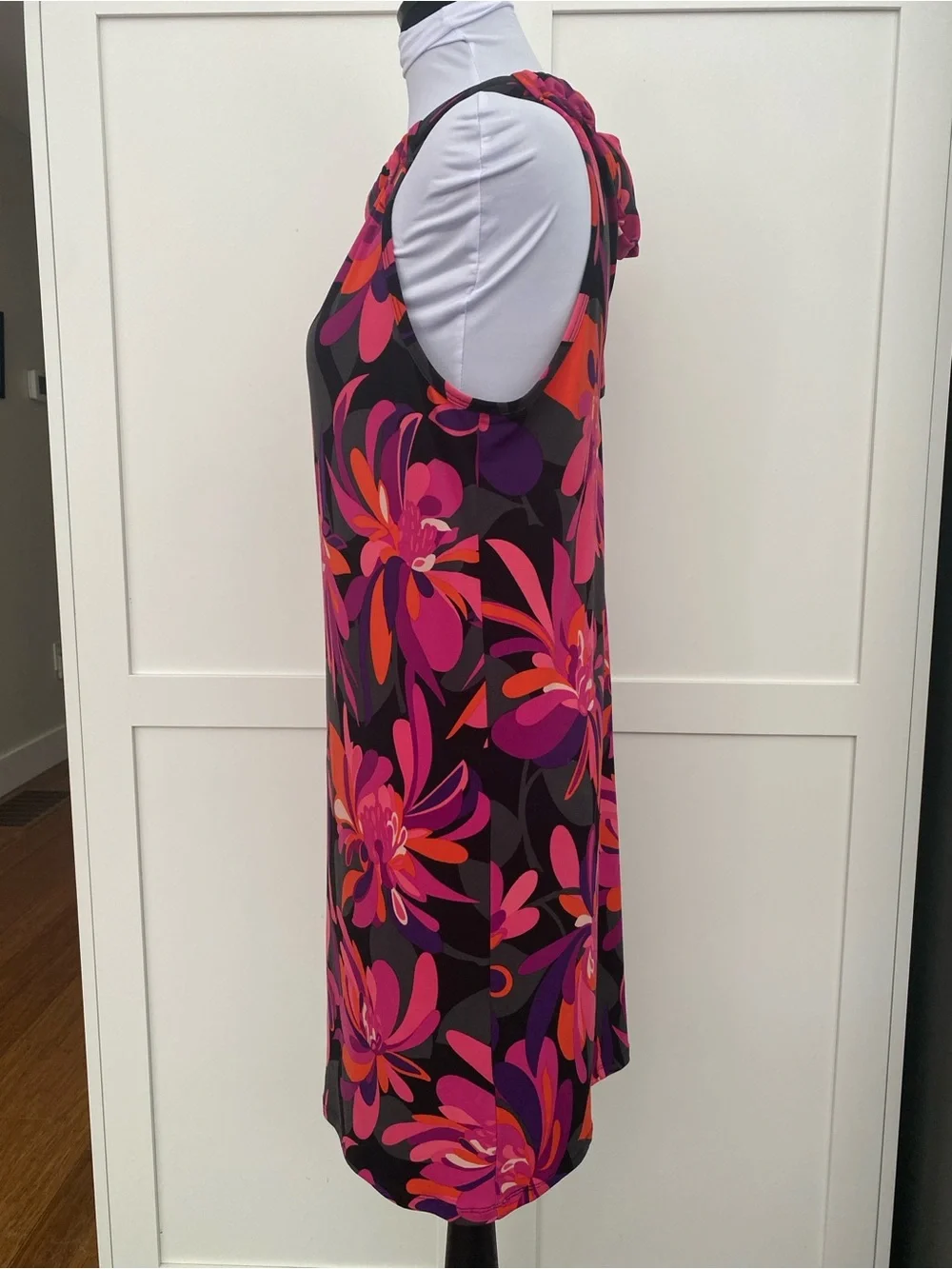 Trina Turk Juju Knit Vibrant Floral Halter Tie Dress Medium Tropical Mod Retro - Picture 3 of 10